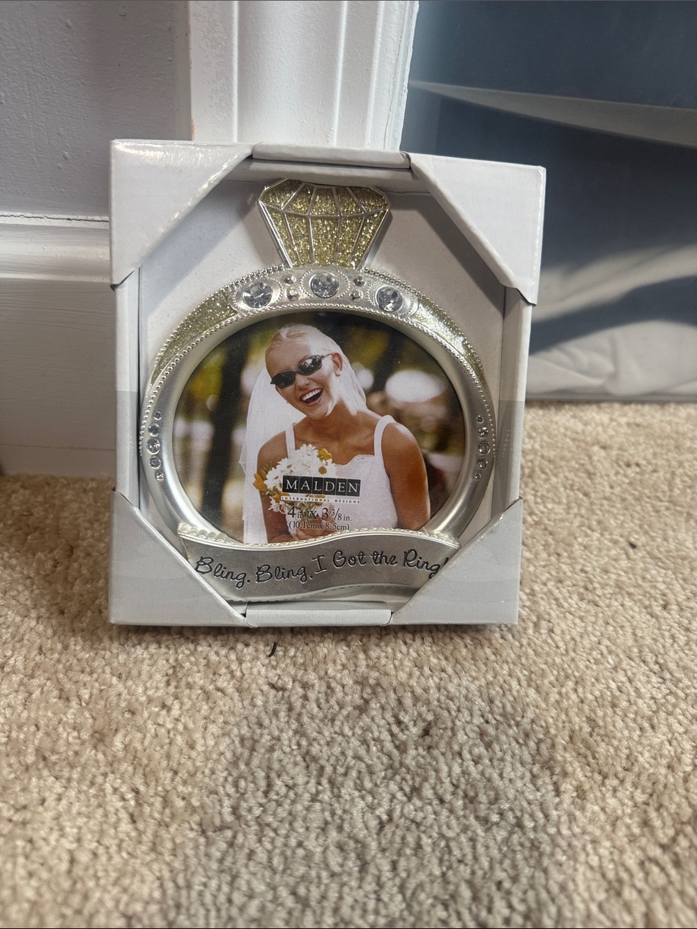 Malden Round Ring Picture Frame in Silver with Gold Accent